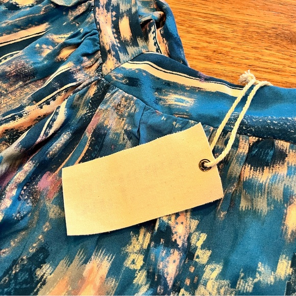 NWT Savanna Jane Turquoise Aztec Southwest Blouse 2X NEW Unique Tie In Back - Picture 15 of 16